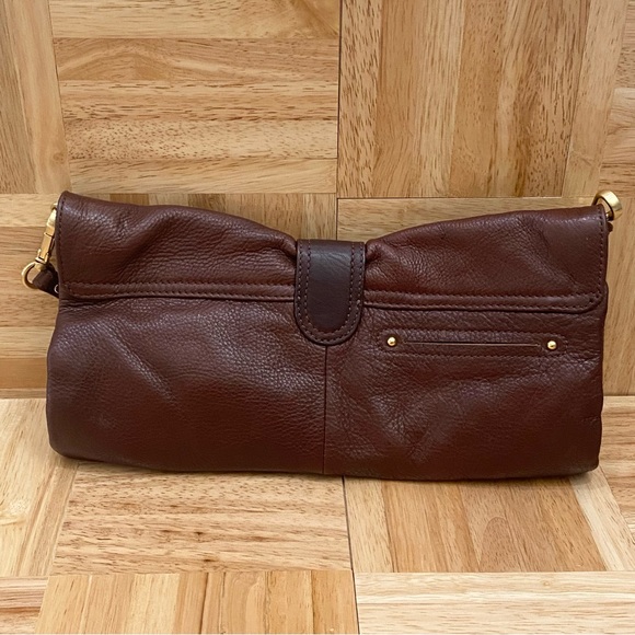 B. Makowsky 100% Genuine Leather Brandy Convertible Envelope Clutch Shoulder Bag - Picture 3 of 14